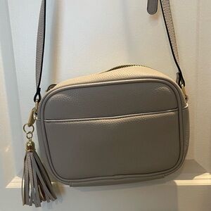 Chic Beige Crossbody Bag with Tassel